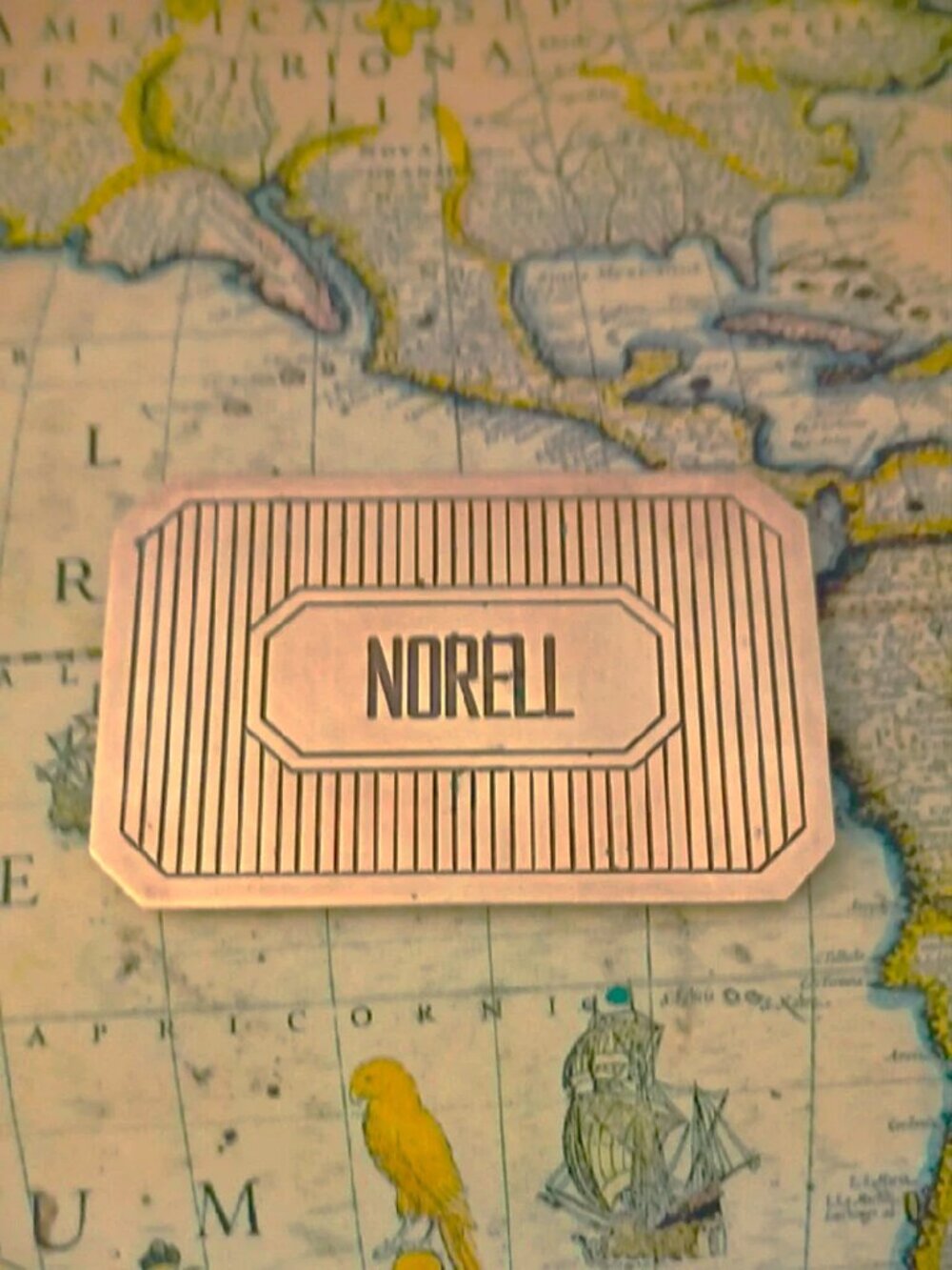 ❤️NORELL PERFUME CO. BRASS HANDBAG PURSE MIRROR C. 1958